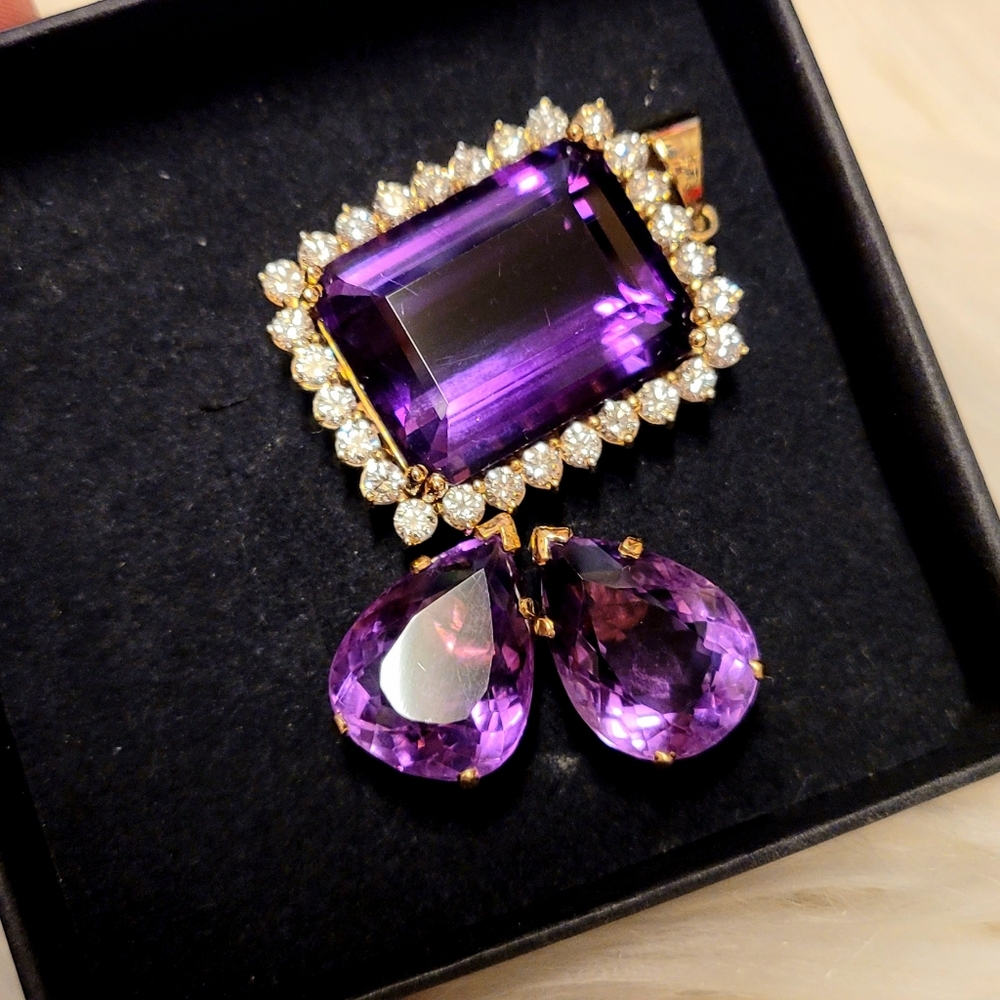14k Massive Vintage Ameythst Earings Purple
